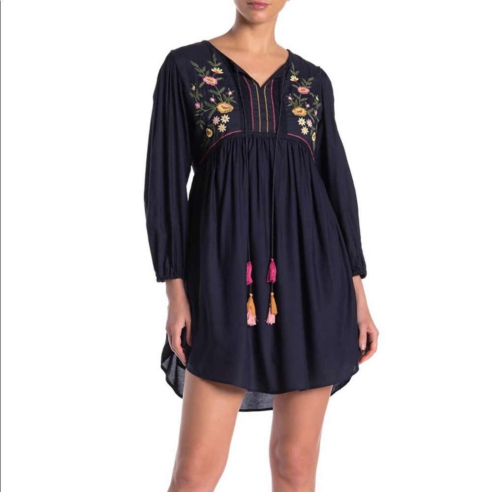 Angie Embroidered Tie Front Dress - Picture 1 of 1